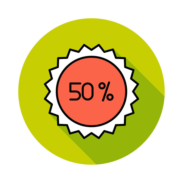 sticker with 50 percent discount flat icon, vector, illustration  - Wektor, obraz