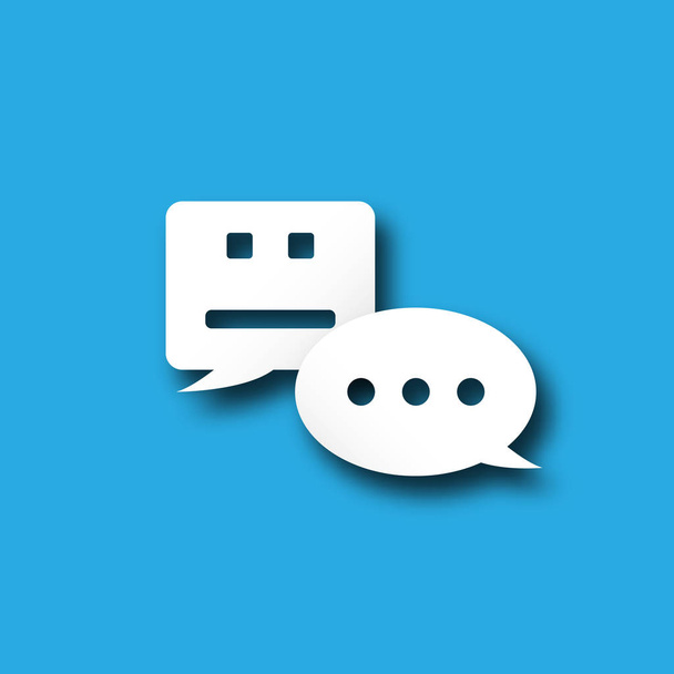 Chatbot ειδοποίηση φυσαλίδας ειδοποίησης messenger εικονίδιο με προσωπικό χρήστη τεχνολογία επικοινωνίας. Πατήστε Κοινοποίηση ψηφιακή μεταμόρφωση σύστημα έννοια. Μπλε λευκό επίπεδη σχεδίαση διανυσματικών γραφικών σύμβολο - Διάνυσμα, εικόνα