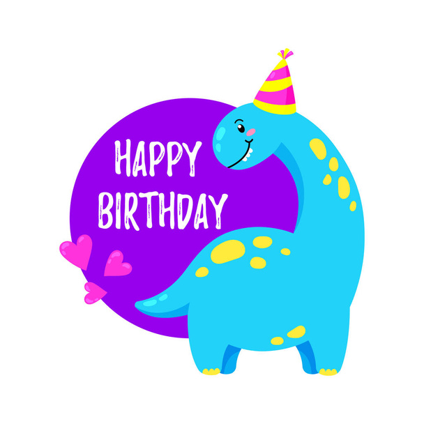 Cute greeting card with a dinosaur. Party invitation - Vecteur, image