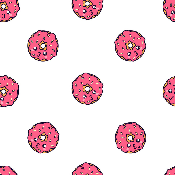 Verzameling van vector cartoon doodle pictogrammen dessert, donuts  - Vector, afbeelding