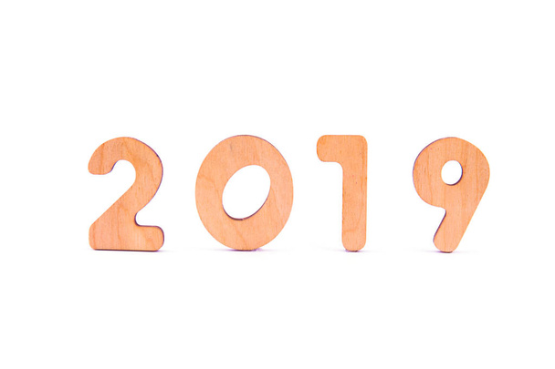 Happy New Year Banner with 2019 Numbers on Bright Background. - Valokuva, kuva