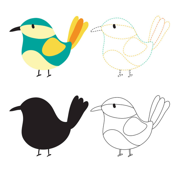 σχεδίαση διανυσματικών φύλλο πουλιών για το παιδί, η σχεδίαση πουλιών έργα τέχνης φορέα για το παιδί - Διάνυσμα, εικόνα