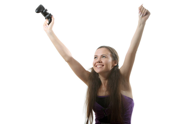 Young woman playing  video game - Zdjęcie, obraz