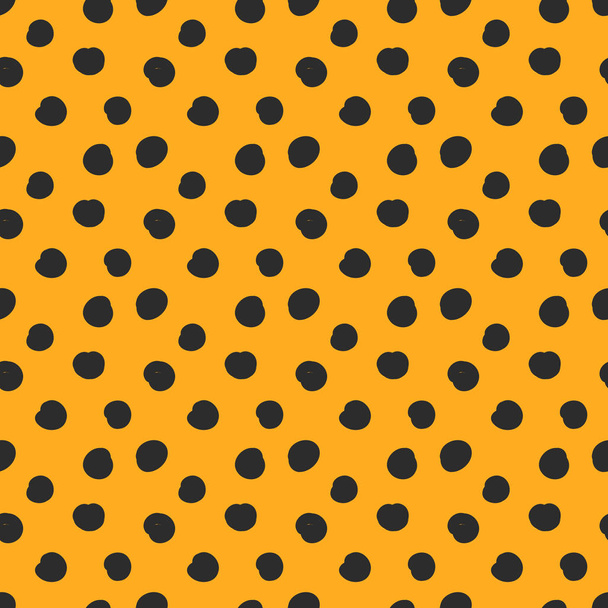 Doodle czarne kropki lub plamki na tle pomarańczowy wzór. Ilustracja wektorowa - Wektor, obraz
