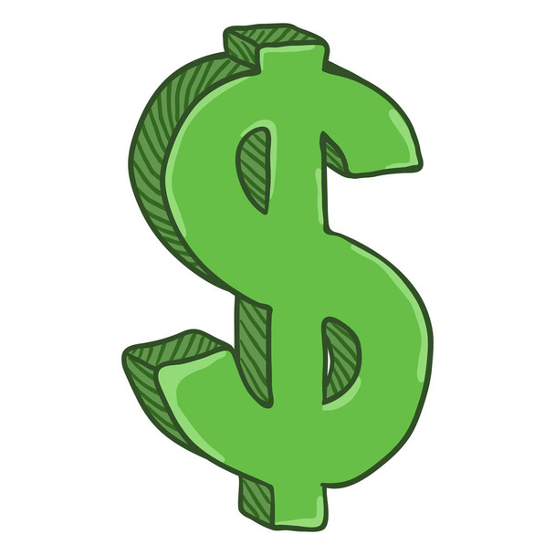 Мультфильм Зеленый знак валюты изолированы на белом фоне
 - Вектор,изображение