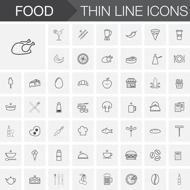 Élelmiszer-ikonok beállítása a elszigetelt fehér háttér  - Vektor, kép