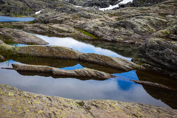 beautiful landscape of Norwegian mountains on track to Trolltunga - Photo, image