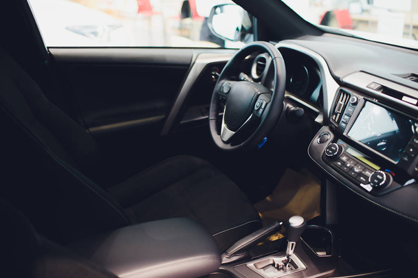 Leather upholstery inside the car modern interior. - Fotografie, Obrázek