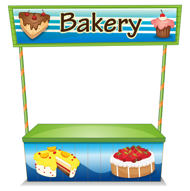 A wooden bakery stall - Vector, Image