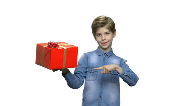 Lovely boy holding gift box. - Footage, Video