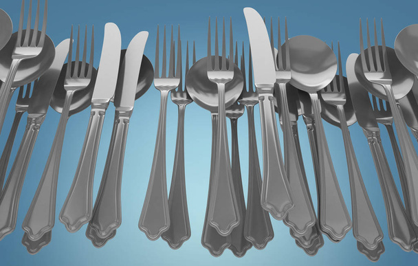Metal Cutlery, 3d illustration - Photo, Image