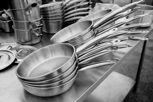 Stainless steel cookware , kitchenware set, Stainless steel pots, Kitchen utensils - Photo, Image