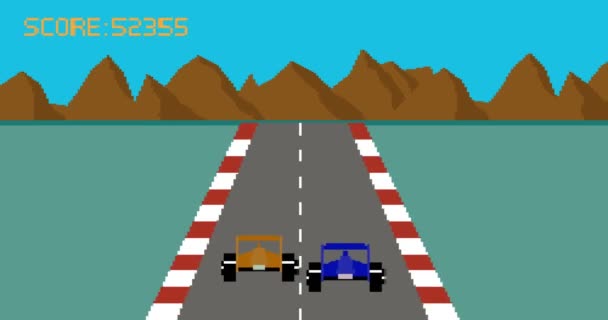 Retro pixel umění stylu závodní auto video hra - Záběry, video