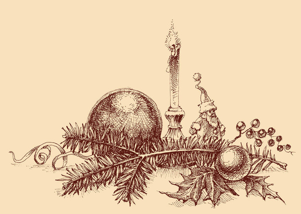 Рождественский фон в винтажном стиле
 - Вектор,изображение