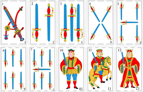 spanische decks, cartas españolas - Vektor, Bild