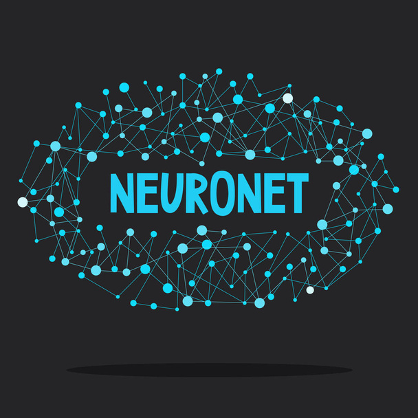 Neuronet, azul eléctrico y negro, ilustración conceptual. Plano
 - Vector, imagen