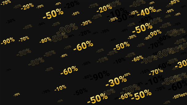 Percent Sings on Dark Background. Black Poster with Silver Percent Sings and Snowflakes. Vector Discount Sale Background. - Vektori, kuva