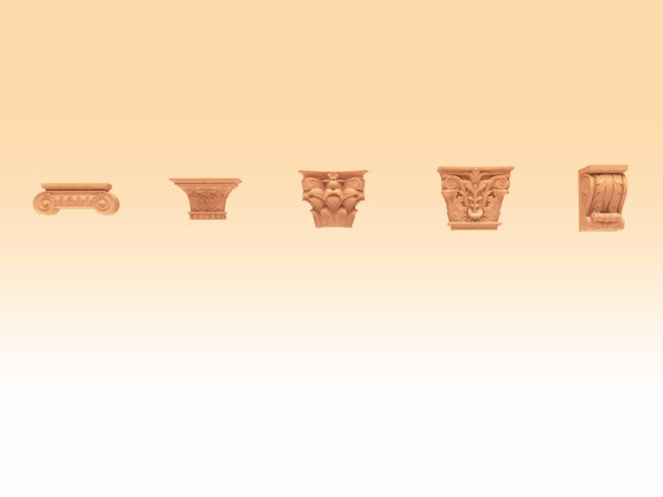 Набір старовинних класичних столичних архітектурних колон з орнаментом для інтер'єру або фасаду, 3d ілюстрація
 - Фото, зображення