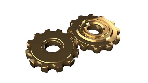 3D illustration of unusual gears with non-standard tooth shape, smooth connection. The idea of originality of solutions in the team, the working group. 3D rendering isolated on white background. - 写真・画像