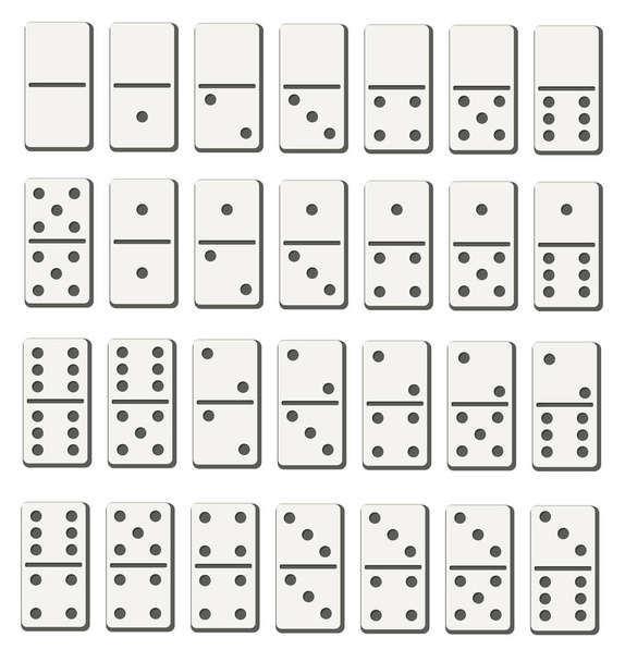 Creatieve vectorillustratie van realistische domino geheel geïsoleerd op transparante achtergrond. Domino's botten kunst design. - Vector, afbeelding