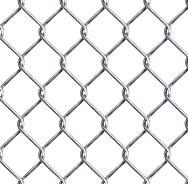 Realistic chain link , chain-link fencing texture isolated on transparency background, metal wire mesh fence design element vector illustration. - Vector, Image