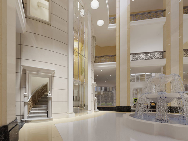 Interior de lobby de luxo. Renderização 3d
 - Foto, Imagem