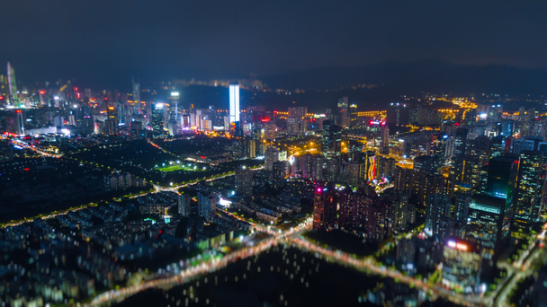 noche soleada shenzhen paisaje urbano hongkong frontera ribera panorama aéreo 4k timelapse china
 - Imágenes, Vídeo