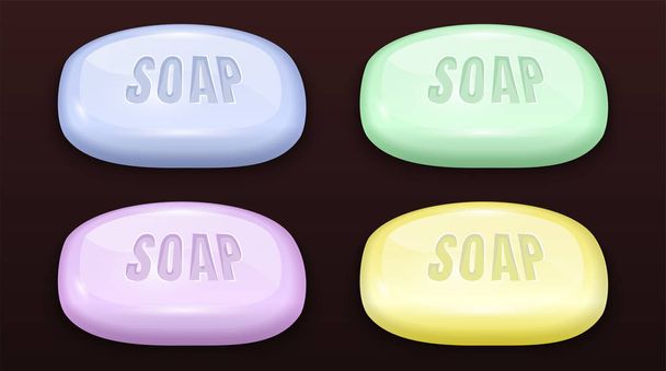 Color soap bar set. Vector illustration. - Vector, Image