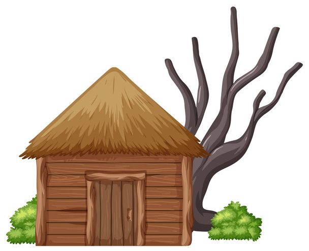 isolierte Holzhütte auf weißem Hintergrund - Vektor, Bild