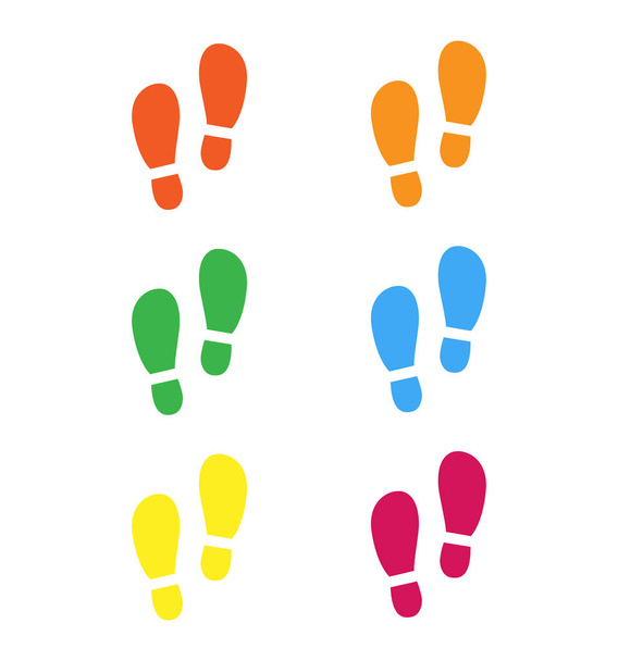 Színes lábnyomok ikonkészlet vektoros illusztráció elszigetelt - Vektor, kép
