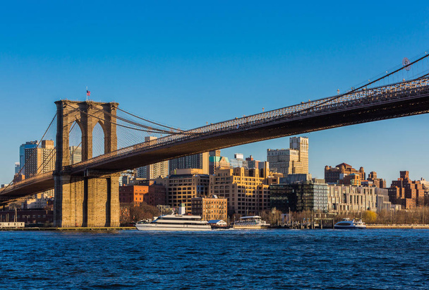 Brooklyn Bridge Manhattan Zabytki Nowego Jorku USA - Zdjęcie, obraz