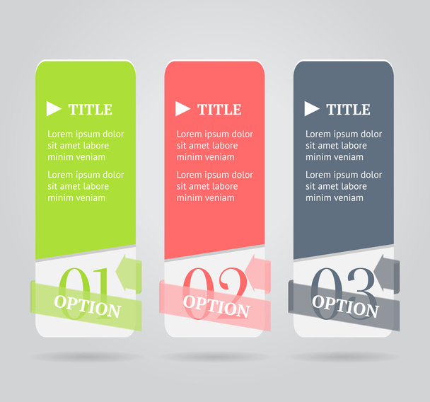 Modern option banners. Numbered banner with transparent origami arrow on gray background. Vector illustration. - Vektori, kuva