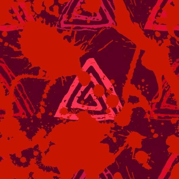 Naadloos patroon met getextureerde driehoeken - Vector, afbeelding