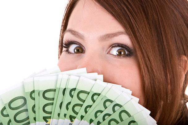 Woman with group of money. - Photo, Image