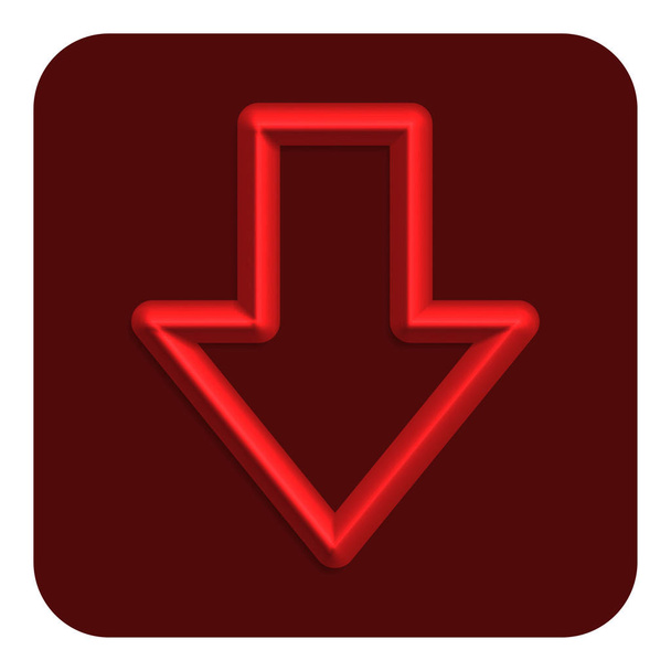 Piros vonal Neon nyíl alsó pókháló ikon, vektoros illusztráció Design szimbólum - Vektor, kép