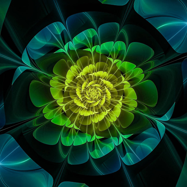 Πράσινο λουλούδι αφηρημένη ζωγραφική, Fractal φόντο - Φωτογραφία, εικόνα