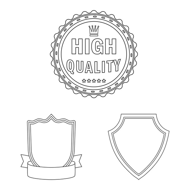 Vector design of emblem and badge icon. Collection of emblem and sticker stock symbol for web. - Wektor, obraz
