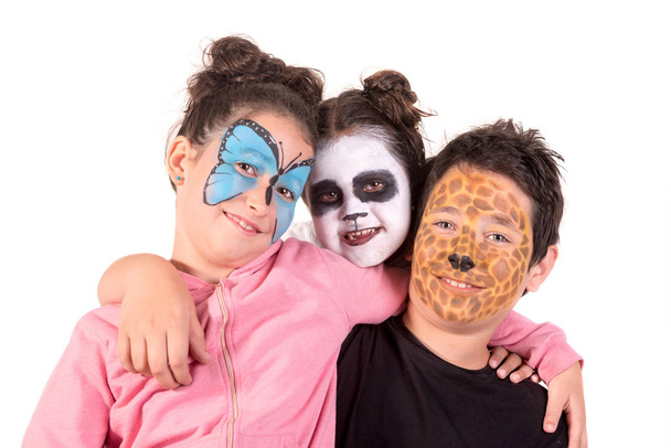 Kids with animal face-paint - Foto, Imagen