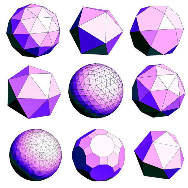 Abstract polygonal geometric shapes set, 3d illustration - Photo, Image