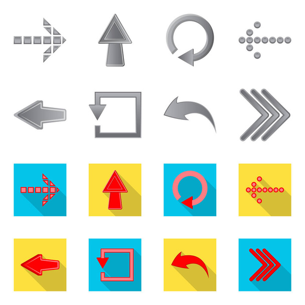 Vector illustration of element and arrow symbol. Collection of element and direction vector icon for stock. - Vector, Image