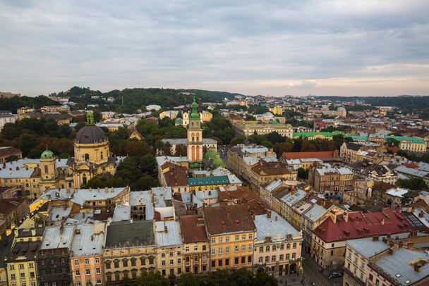 View down on the roofs of the Ukrainian city of Lviv - Fotó, kép