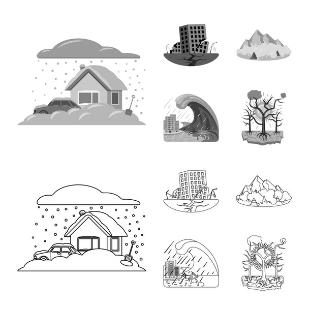 Vector design of natural and disaster symbol. Collection of natural and risk vector icon for stock. - Vector, Image