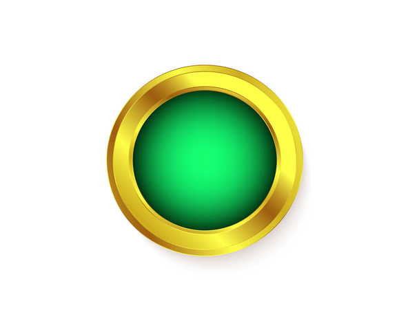 kulaté zelené a zlaté nálepka izolován v bílém pozadí - Vektor, obrázek