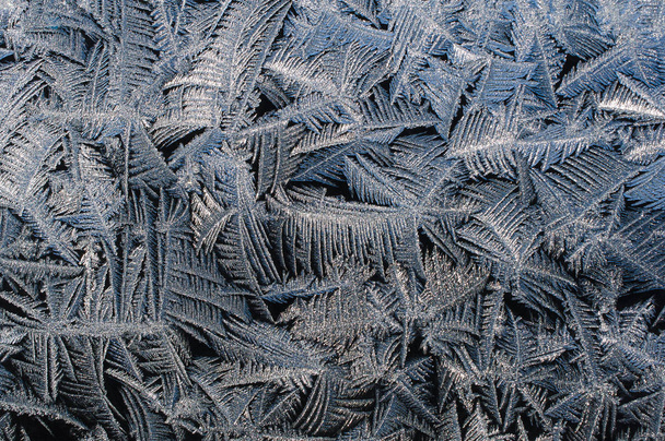 ウィンドウ上の冬の霜パターン - 写真・画像