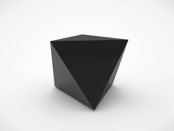 The image of a black metal prism. A symbol of firmness and principle. 3D rendering on white background. - Photo, Image