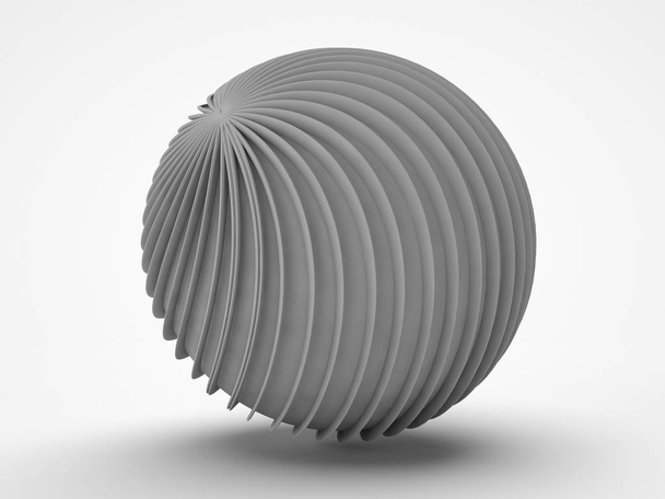 3D-weergave van een mooie bal met een golvend oppervlak. Illustratie op witte achtergrond. - Foto, afbeelding