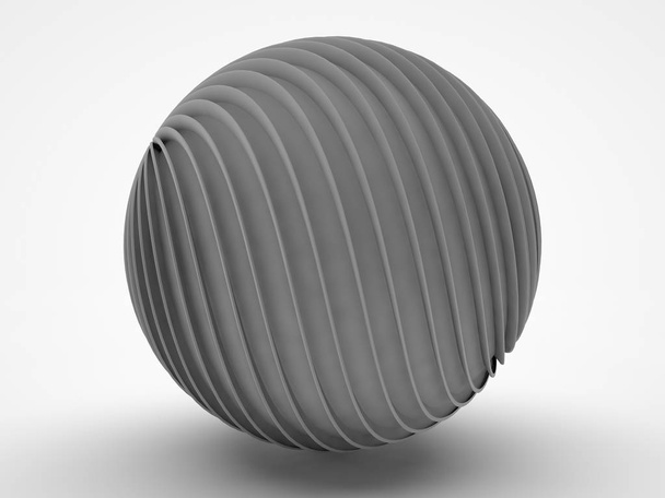 Rendering 3D di una bella palla con una superficie ondulata. Illustrazione su sfondo bianco
. - Foto, immagini