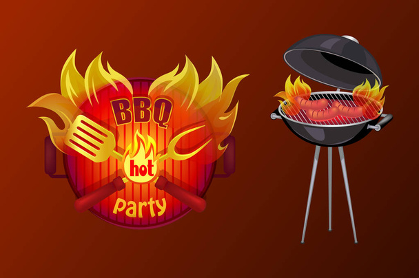 BBQ Party Poster Barbecue Vector Illustration - Vector, Image