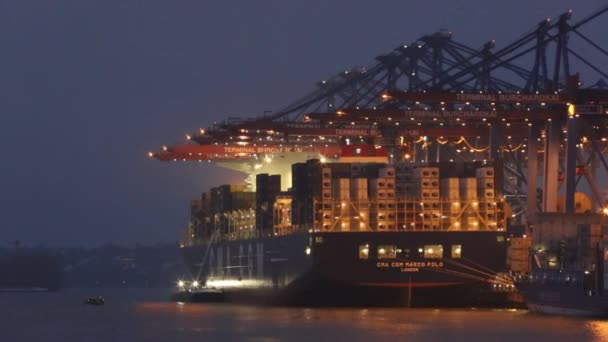 Контейнерні судна в порту Гамбурга - Кадри, відео