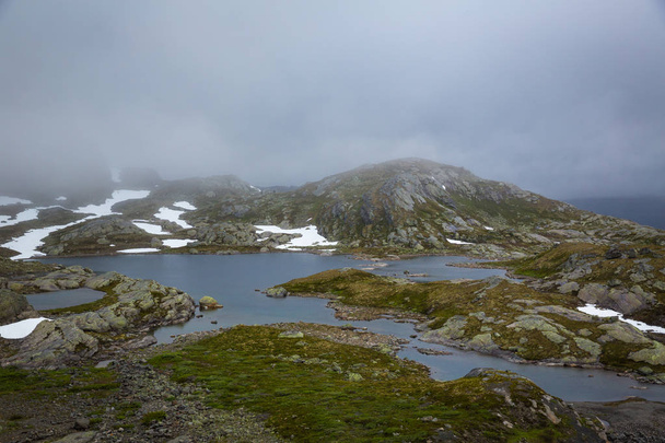 beautiful landscape of Norwegian mountains on track to Trolltunga - Photo, image